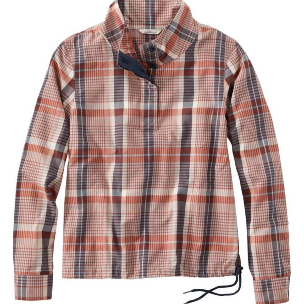 L.L. Bean Women's Signature Brushed Cotton Mockneck Shirt, Pattern